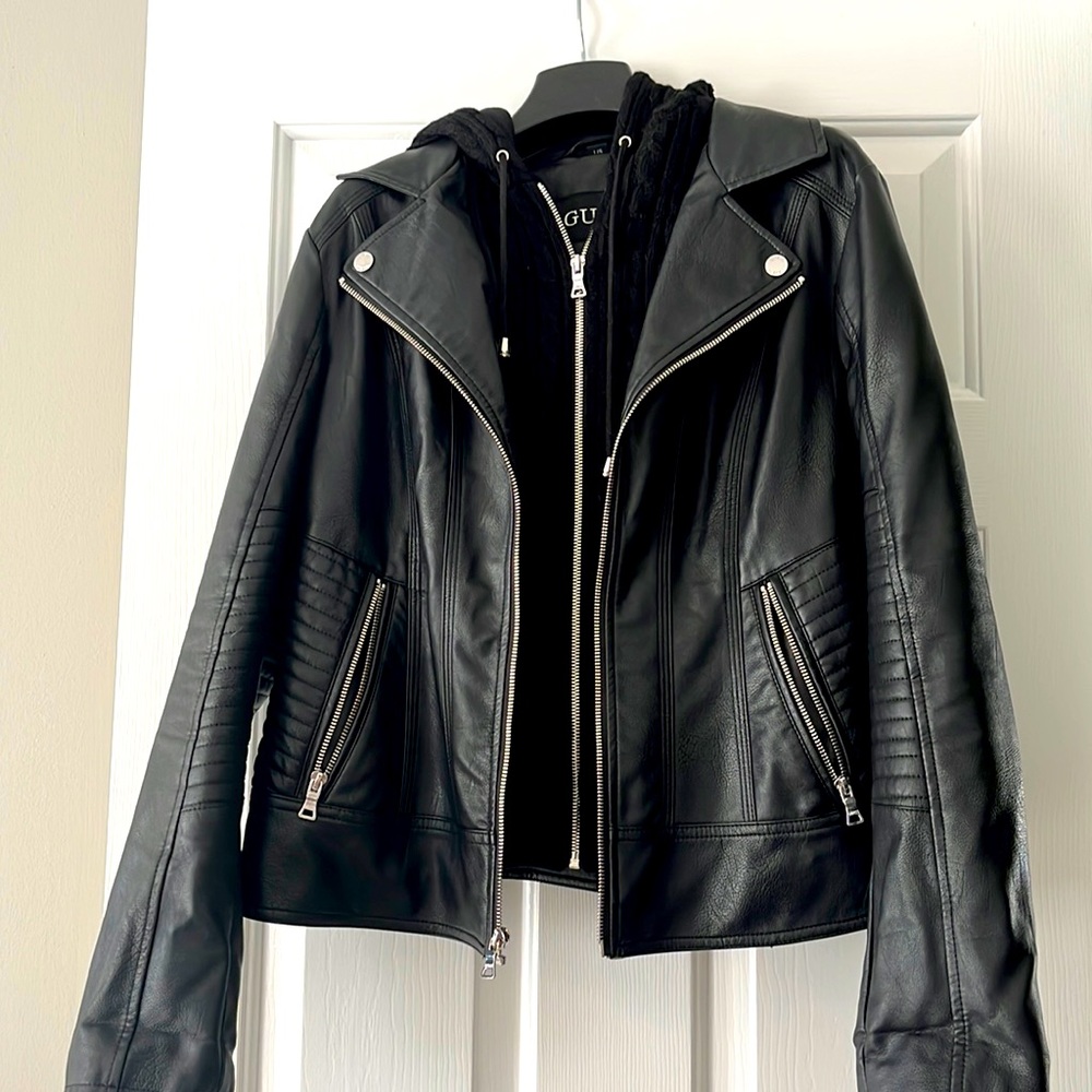 Guess Vegan Leather Motorcycle Jacket